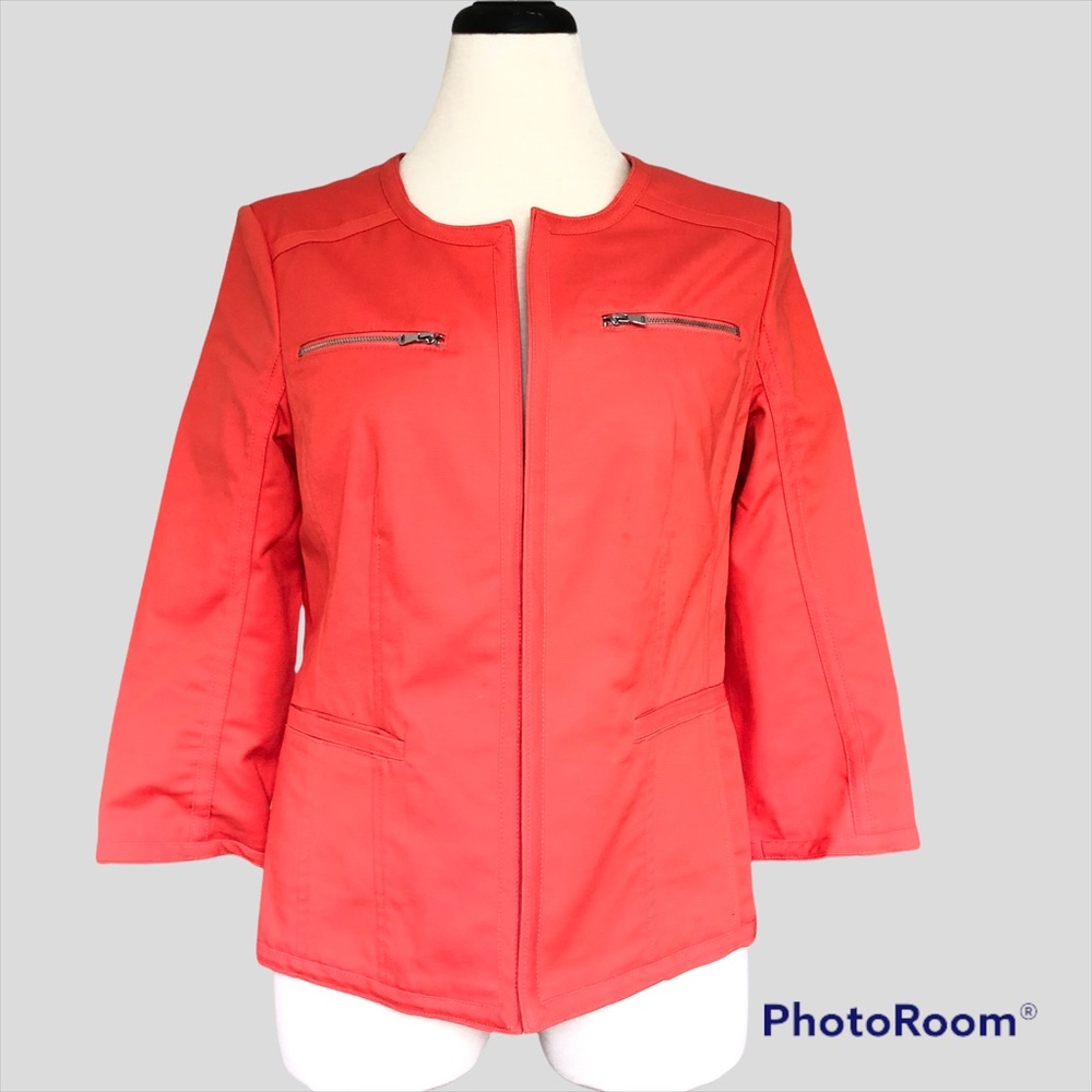 Rafaella blazer 3/4 sleeves, cotton, orange-red 10